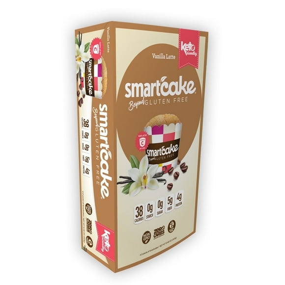 Smart Baking Company Keto Friendly Gluten Free , Low Carb ,Non -GMO ,Healthy Snacks Food, 8 CT, Vanilla Latte Smartcake 4 Pack