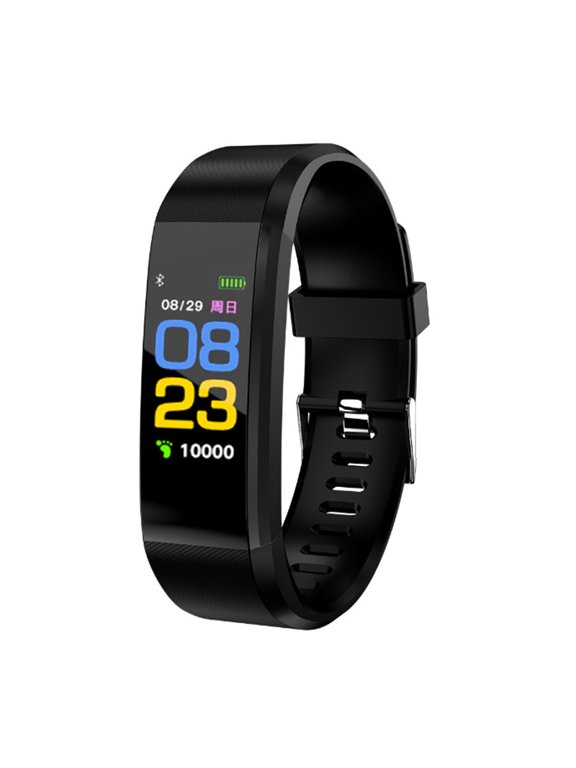 Smart Band, Heart Rate Monitor Waterproof Unisex Purple Fitness Tracker-Black