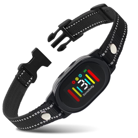 Smart Bark Collar for Small to Large Dogs - 3 Sensitivity Levels, 2-in-1 Vibration or Shock Modes, Rechargeable Anti Barking Collar with Optional Static Correction(Black)