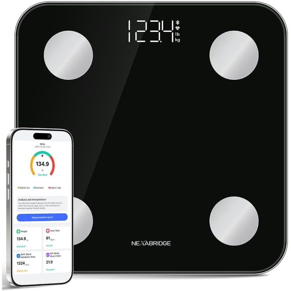 Smart Bathroom Scale, For Weight, Body Fat, Muscle Mass Measurement, 11 Inch Large Screen Digital Bathroom Scale, 25 Body Composition Analyses, Sync, Bluetooth, High Definition Display, 400 lbs - 2
