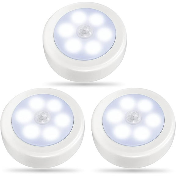 Smart Battery Operated Nightlights, Motion Sensor Lights For Indoor Use, Super-bright LED Bulbs With Auto-off Timer, Easy To Install In Closets Or Anywhere Indoors (3PCS)