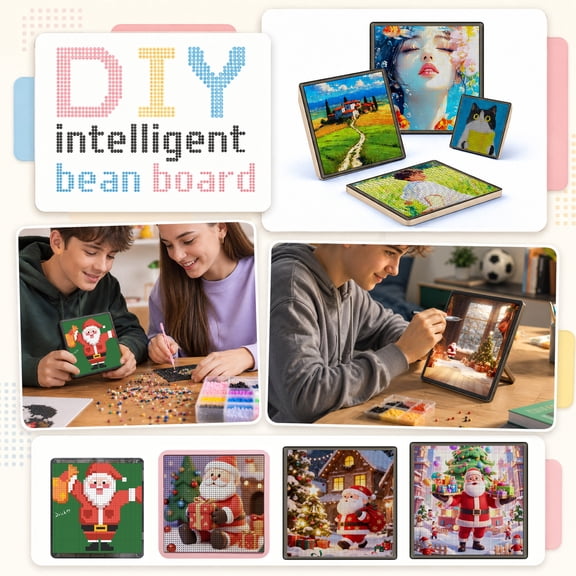 Smart Beads Board with 12X12X1 in Display, Interactive Art Kit for Student and Bead Art for Adults, Creative Birthday Gift Ideas for Boys and Girls 1 Pack