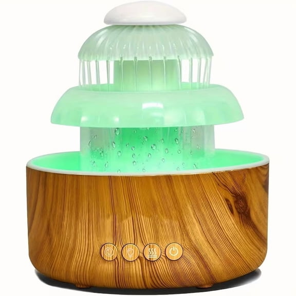 Smart Bedroom Humidifier with Rain Sound and 8-Color Night Light for Home and Office Use