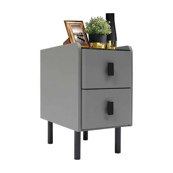 Smart Bedside Table, Nightstand with Light, LED Smart Bedside Table with 2 Drawers and Wireless Charging