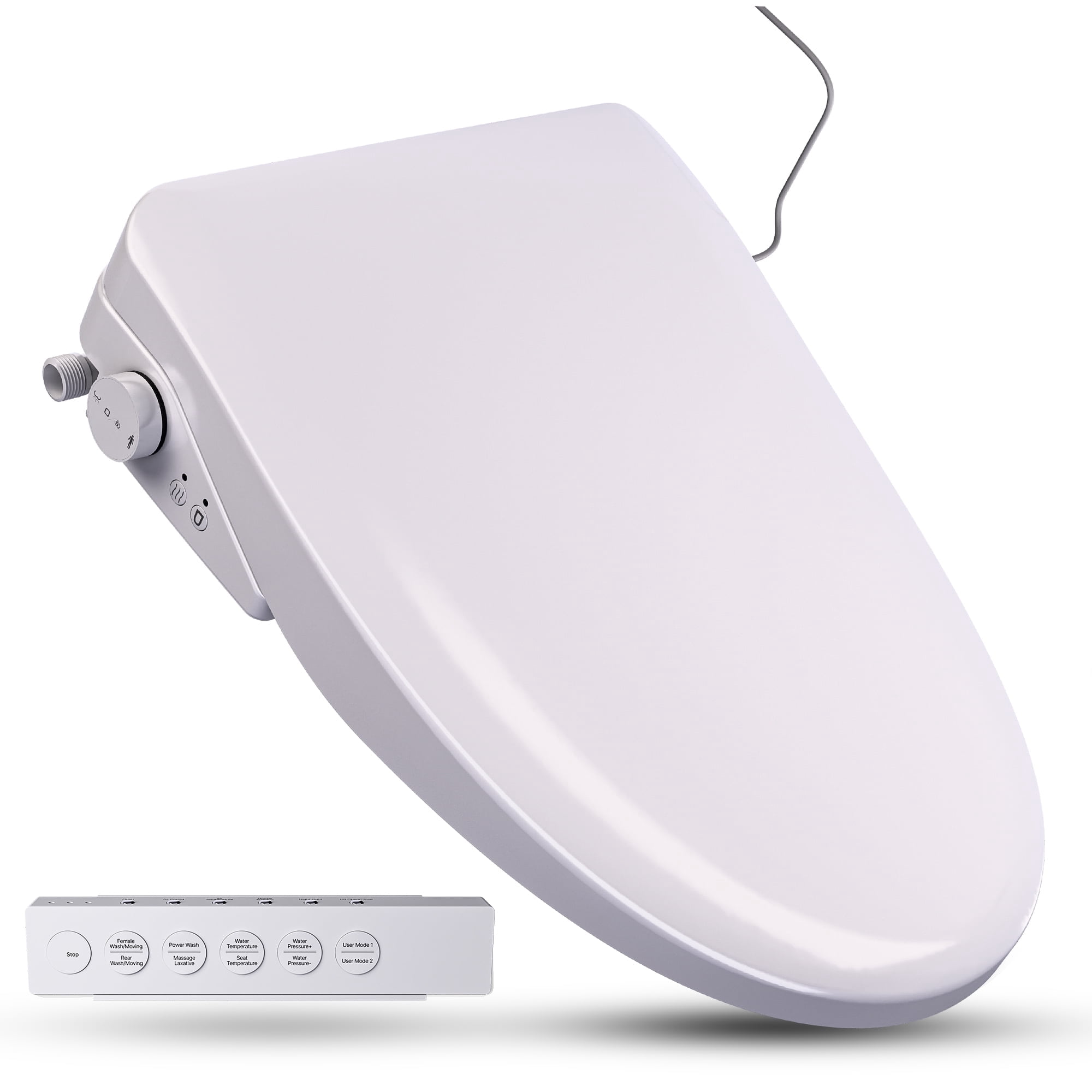 ENVO by ANZZI Electric Bidet Seat, 19.9 x 14.8 in, White, with Auto Lid, Heated, Warm Water, Air Dryer