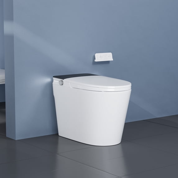 Smart Bidet Toilet with Auto Open Close, Elongated Comfort Height Bowl with Foot Sensor, Warm Water Bidet/Air Dryer, Heated Seat, LED Display & Night Light, Modern Bathroom Toilet (Manual)