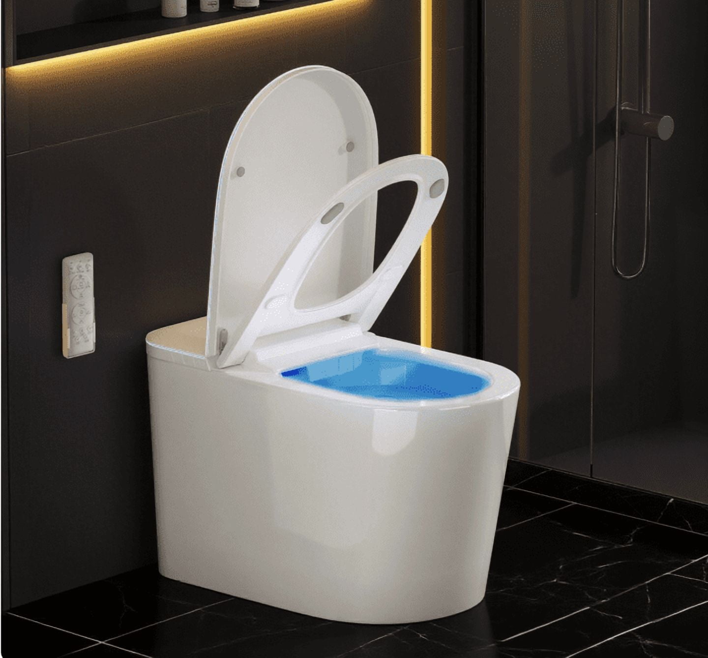 Smart Bidet Toilet Built-in Bidet, Heated Seat, Night Light, Tankless, Auto Soft Close, Deodorization, Dryer & Foot Sens