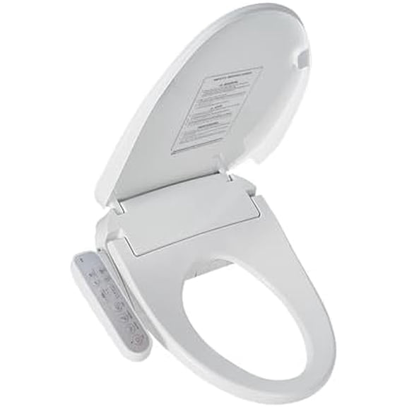 Smart Bidet Toilet Seat with Side Panel, Elongated Toilet Seat with Flush Function, Multiple Spray Patterns, Electronic Heated Bidet Seat with Warm Air Dryer, Back and Front Wash, Nightlight