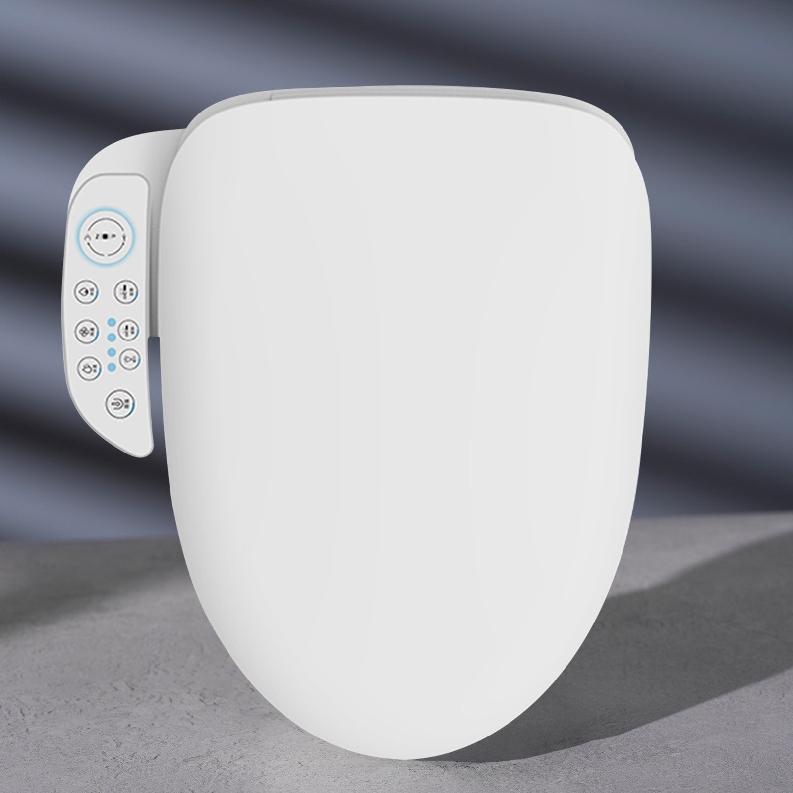 Smart Bidet Toilet Seat with Heated Seat, Electronic Bidet Seat with One-Key Knob/Side Panel/Warm Water/Air Dryer/Nightlight