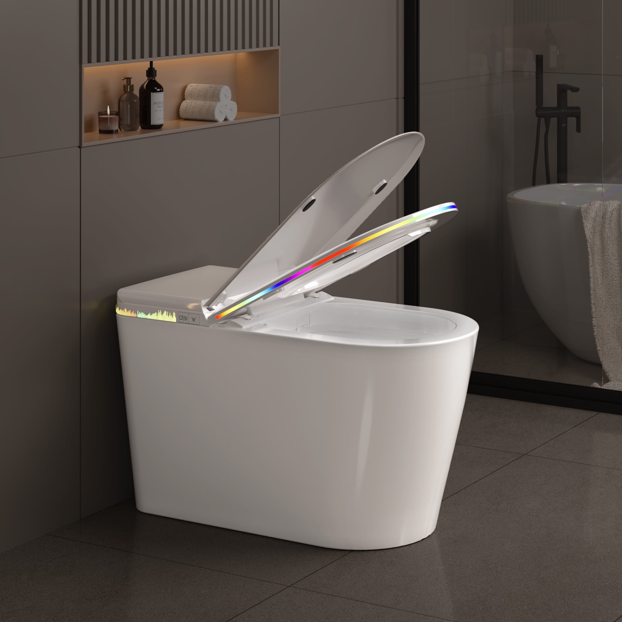 Smart Bidet Toilet Seat with Heated Seat, Self-Cleaning Nozzle, Foam Shield, Automatic Lid, LED Display & Remote Control– Ideal for Kids and Adults