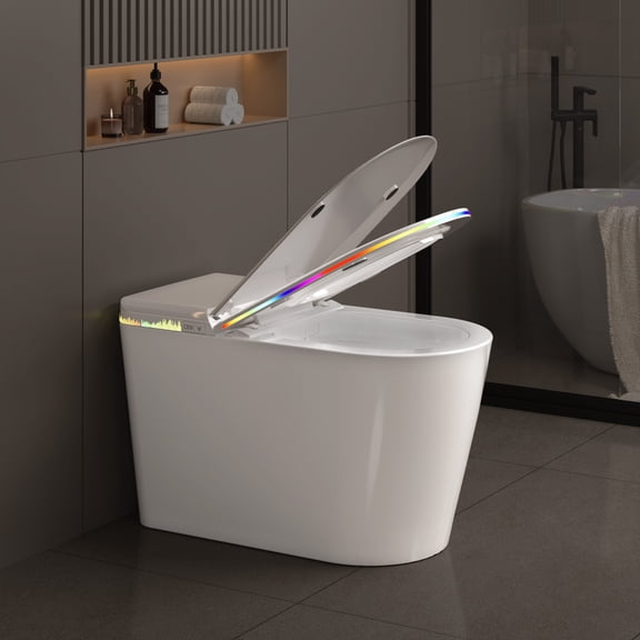 Smart Bidet Toilet Seat with Heated Seat, Self-Cleaning Nozzle, Foam Shield, Automatic Lid, LED Display & Remote Control– Ideal for Kids and Adults