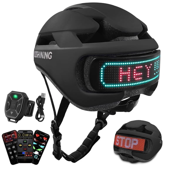 Smart Bike Helmet with LED Light for Adults & Teens – Bicycle Helmet with Turn Signals, Customizable Patterns, APP & Remote Control for Cycling, Mountain & Road Bikes, Electric Scooters, Skateboards
