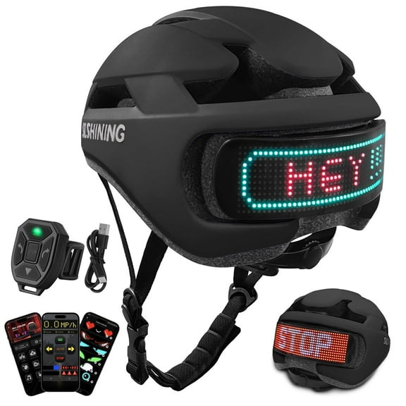 Smart Bike Helmet with LED Light for Adults & Teens – Bicycle Helmet with Turn Signals, Customizable Patterns, APP & Remote Control for Cycling, Mountain & Road Bikes, Electric Scooters, Skateboards