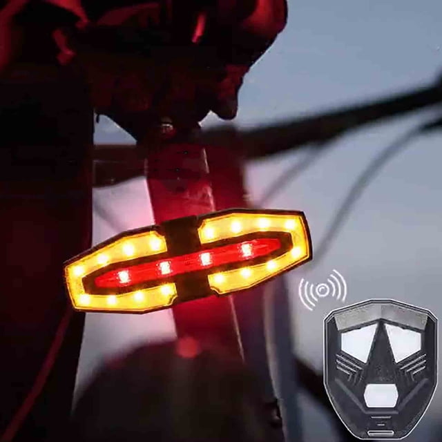 Smart Bike Light with Turn Signals, Brake Light, and Alarm Horn - Auto ON/Off Waterproof Rear Bicycle Tail Light with Remote
