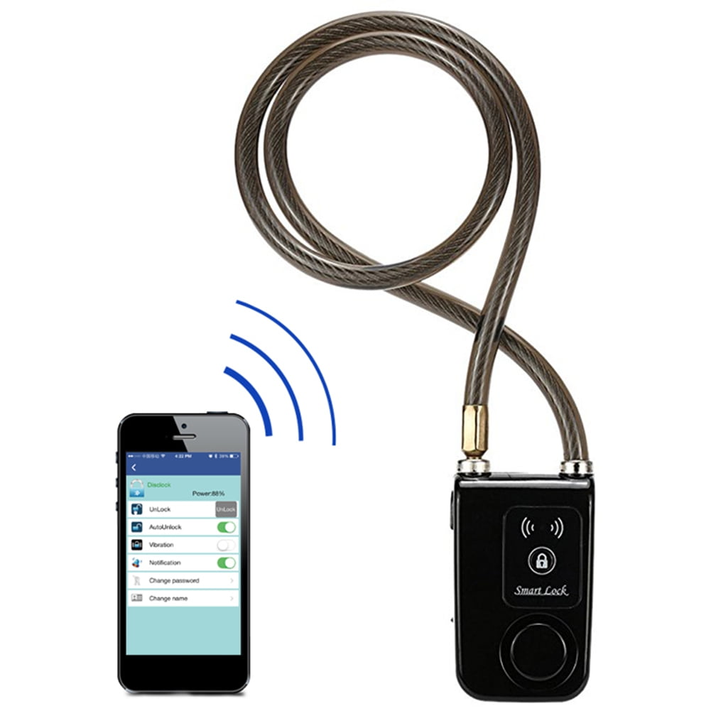 Smart Bike Lock/Bicycle Lock Bluetooth APP Controlled lock,Bike Alarm Lock 110db,Steel Motorcycle Lock Anti Theft,Splash-Proof Bike Alarm Lock for Scooter/Stroller/Gate