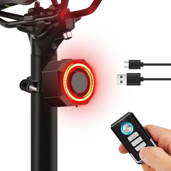 Smart Bike Tail Light, Bike Brake Sensing Rear Lights, Bike Wireless Anti Theft Alarm, IP65 Waterproof, USB Rechargeable, 110db loud, Automatic Brake Light with Remote Fits on Any Road Bicycle