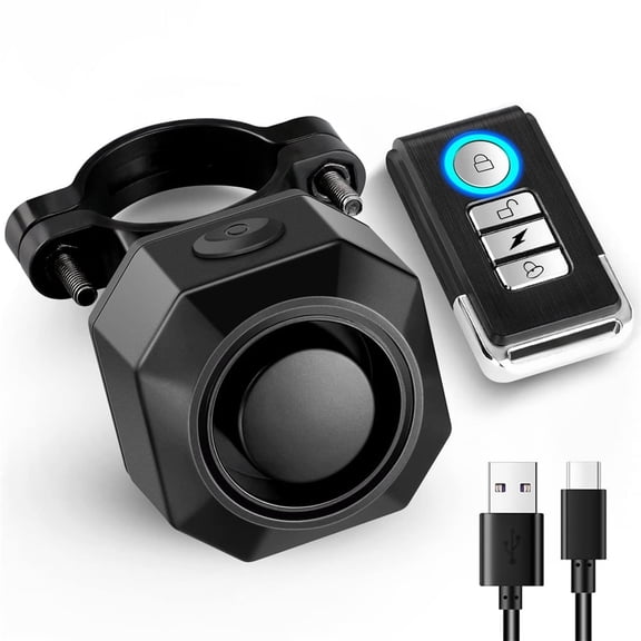 Bike Security Alarm with Remote Control, 110dB Anti-Theft Vibration Motion Sensor Alarm, Wireless Adjustable Sensitivity Vehicle Alarm for Bicycle, Motorcycle, Electric Bike, Scooter and Tricycle