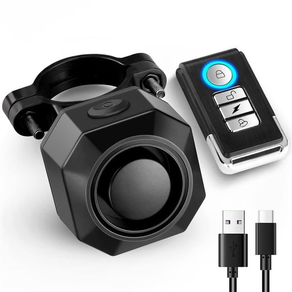 Bike Security Alarm with Remote Control, 110dB Anti-Theft Vibration Motion Sensor Alarm, Wireless Adjustable Sensitivity Vehicle Alarm for Bicycle, Motorcycle, Electric Bike, Scooter and Tricycle