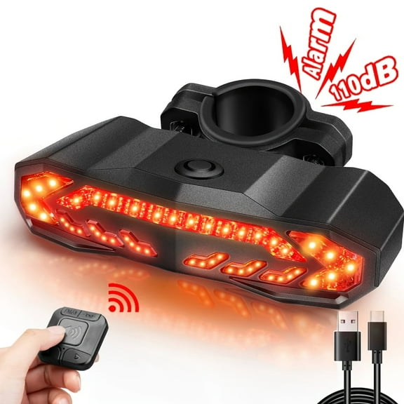 Smart Bike Tail Light, Bike Rear Light, Waterproof Bicycle Lights Brake Light Taillight for Mountain Road Bike Night Riding(with Turn Signals,Irregular Remote)