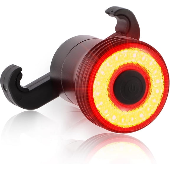 Smart Bike Tail Light with Brake Sensing Auto On Off Super Bright 22 LEDs Rear Bicycle Light 5 Lighting Modes USB C Rechargeable IP65 Waterproof with Saddle and Seatpost Mount