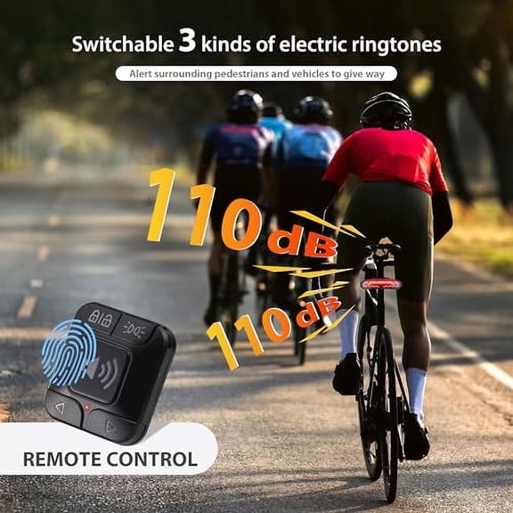 Smart Bike Taillight USB Rechargeable Loud Bike Horn for Night Riding Remote Control Waterproof Bicycle Rear LED Lights Brake Light Turn Signals Bike Accessories Anti-Theft Alarm f