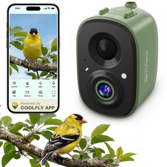 COOLFLY Waterproof Iron Smart Bird Feeder  Camera, Green