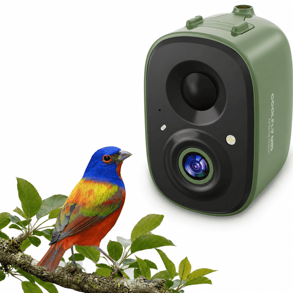 COOLFLY Waterproof Iron Smart Bird Feeder Camera, Green