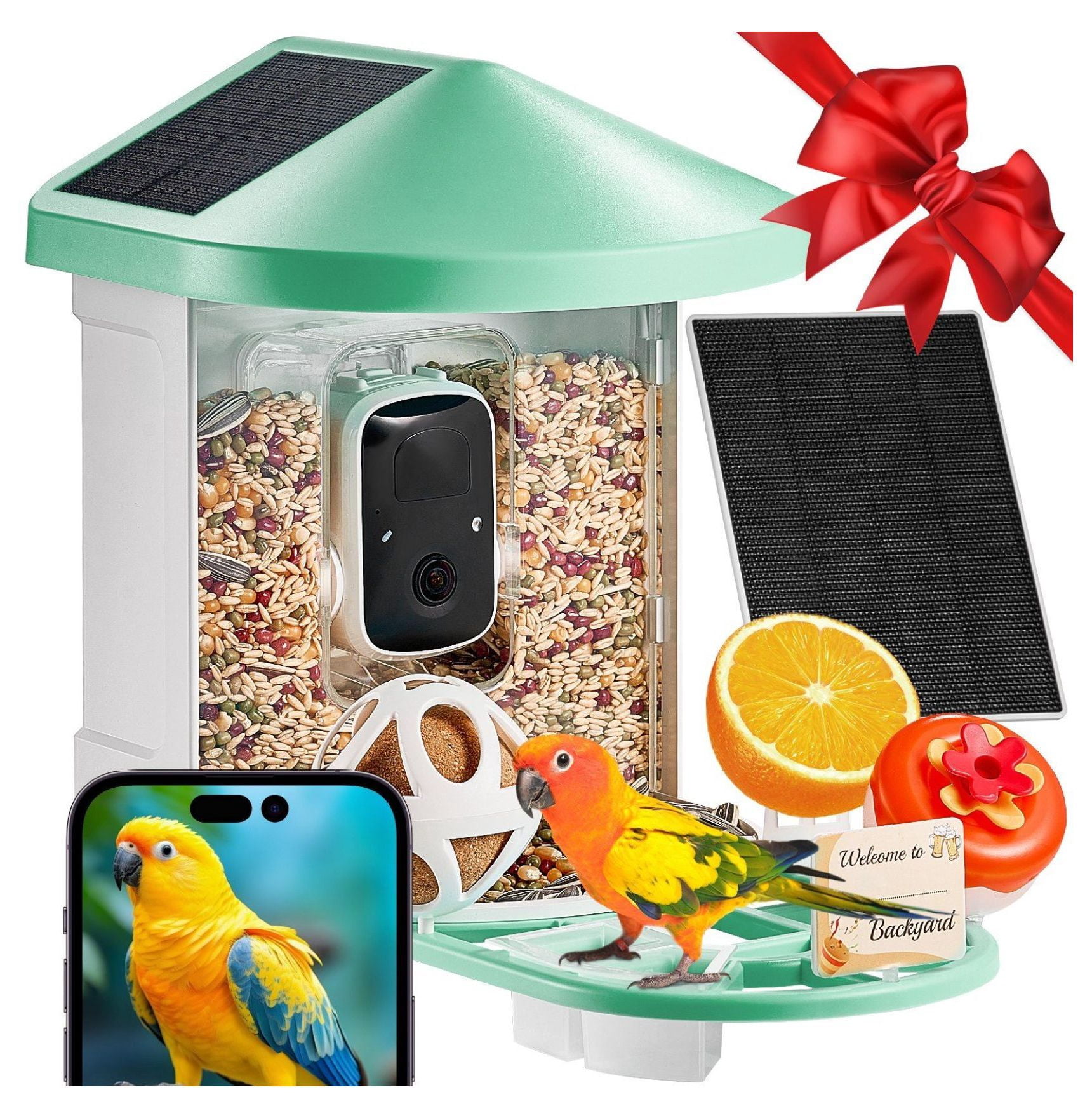 Smart Bird Feeder with Camera, 2K HD AI Bird Identification, Solar ...