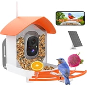 Smart Bird Feeder with Camera, AI Identify Bird Breed, Solar-Powered WiFi FHD 2K Live Camera, Auto Capture Backyard Garden Bird Watching, IP65,Motion Detection, Cloud and SD Card Storage