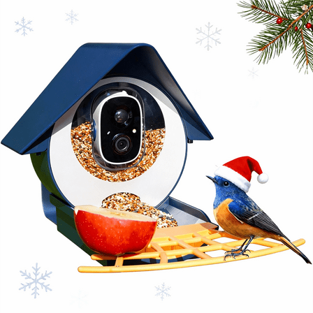 Birdkiss Smart Bird Feeder with Camera Outdoors, 1080P HD Bird Watching Camera with AI Identify 10000+ Species, Seed Guard, Auto Capture & Instant Notification, Ideal Gift for Bird Lovers
