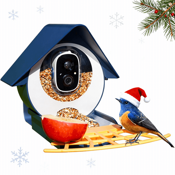 Birdkiss Smart Bird Feeder with Camera Outdoors, 1080P HD Bird Watching Camera with AI Identify 10000+ Species, Seed Guard, Auto Capture & Instant Notification, Ideal Gift for Bird Lovers