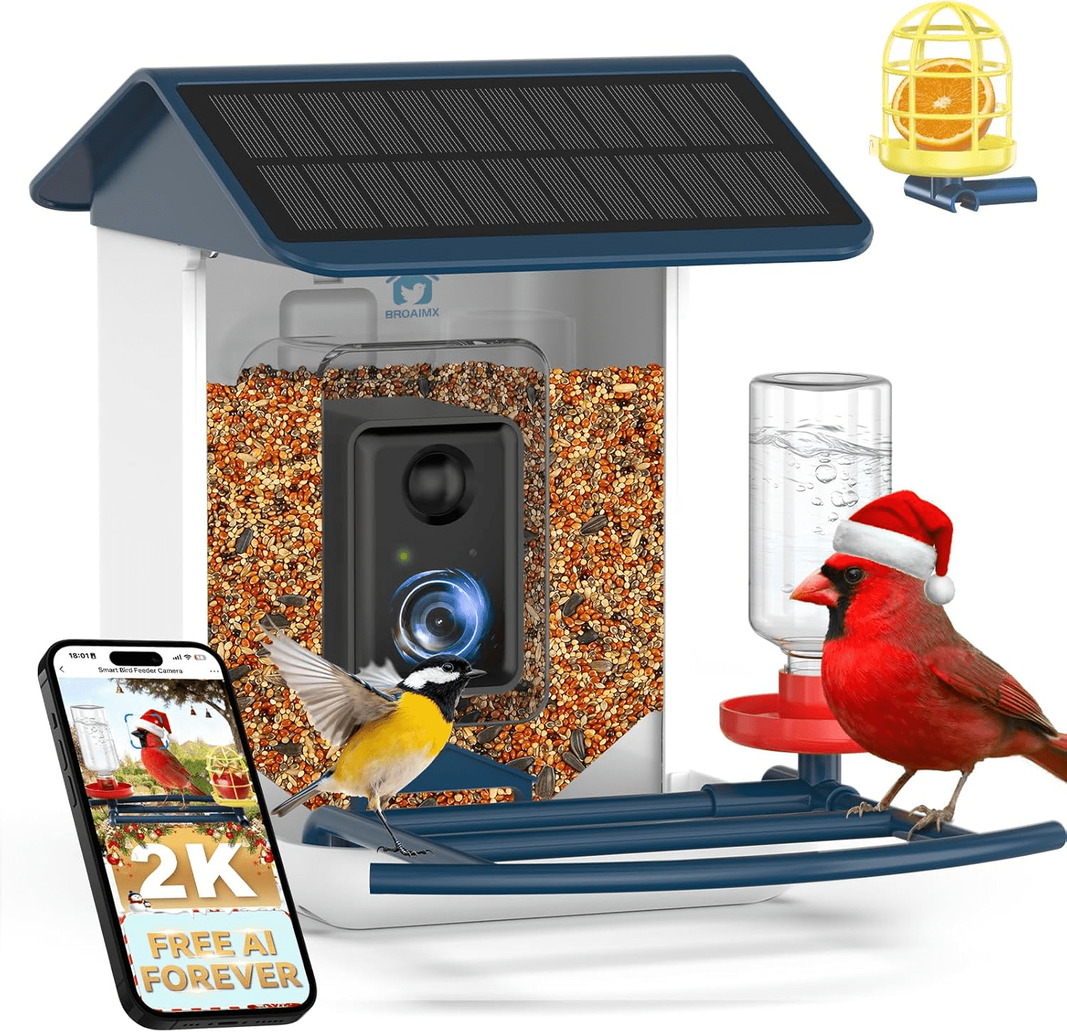 Smart Bird Feeder with Camera, Deep Blue