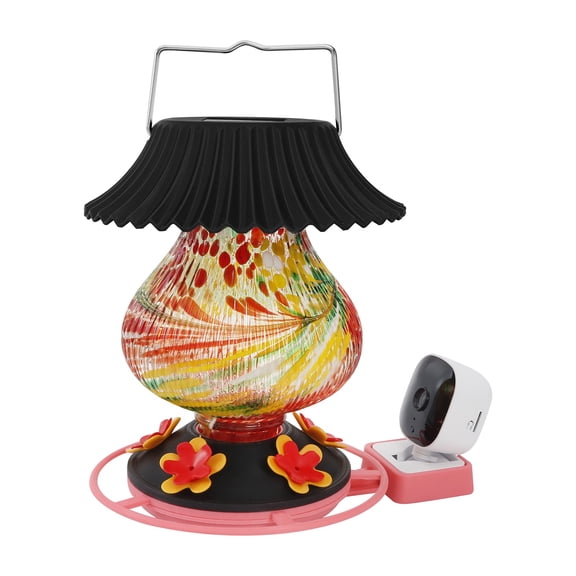 Smart Bird Feeder with Camera - Hanging Wild Bird Feeder for Outdoors, Squirrel Proof Hummingbird Feeder, Window Bird Feeder with Camera for Close-Up Bird Watching, C