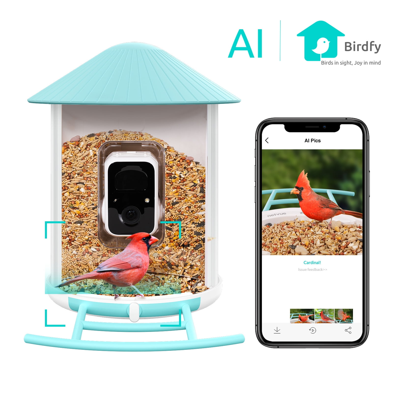 Smart Bird Feeder Camera, NETVUE Birdfy Bird Feeder Camera AI Identify