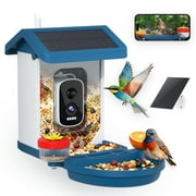 Smart Bird Feeder with Camera Solar Powered, 4K HD Video Bird House, AI Bird Species Identification, Live Stream & Night Vision, Auto-Capture & Notify, Weatherproof Design, Ideal Gifts for Lover