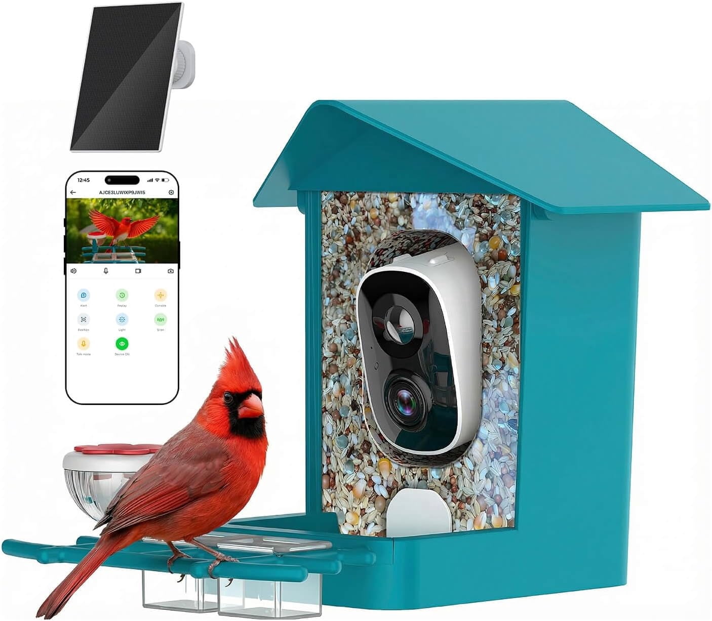 Smart Bird Feeder with Camera, Solar Powered Bird Feeders for Outdoors, All-Weather AI Identification 10,000+ Species & 2.5K HD Bird Watching, Squirrel Proof, Perfect Gift