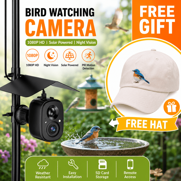Smart Bird Feeder Camera Solar Powered with Pole