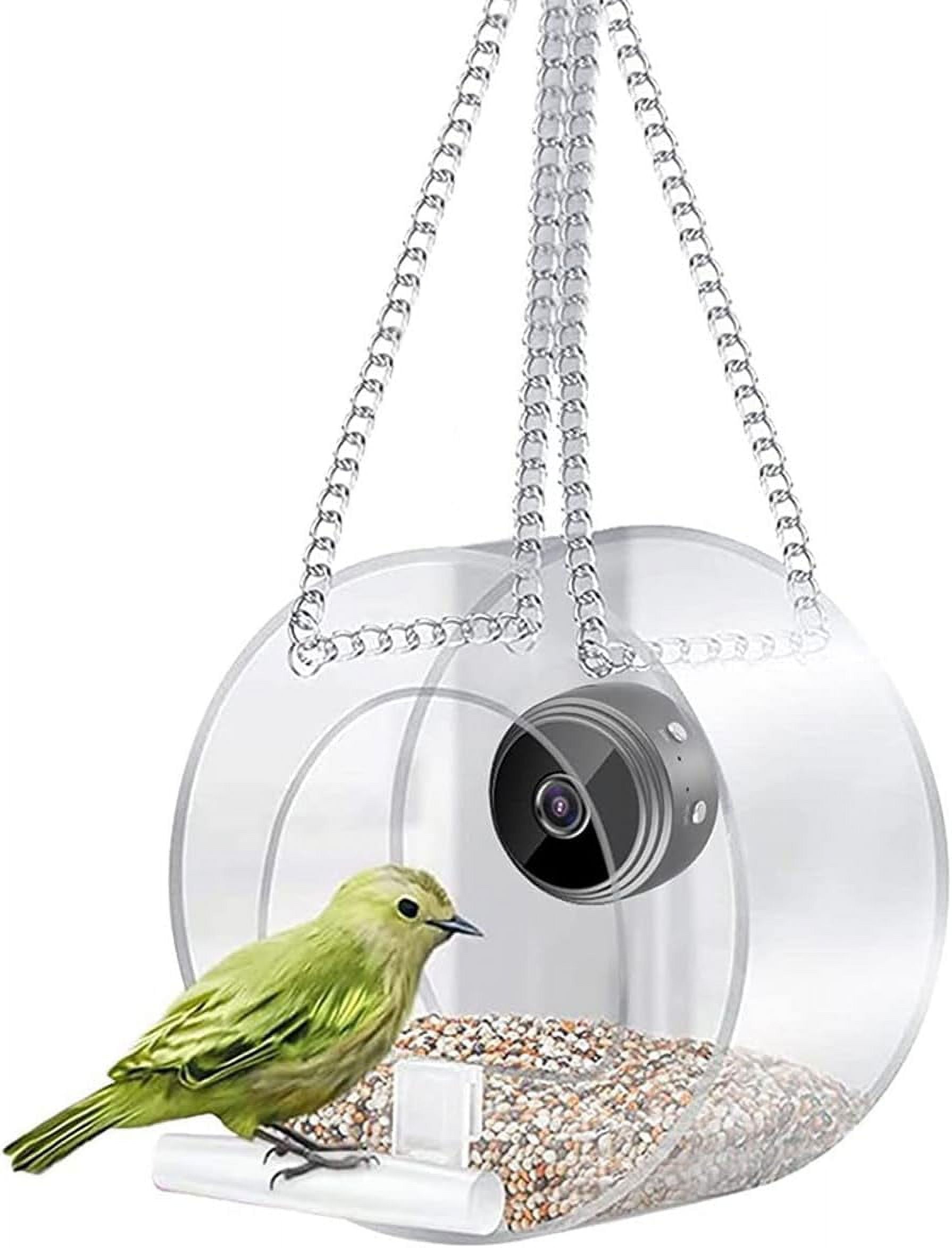 Smart Bird Feeder with Camera Window Bird Feeder with 1080P Night Version Camera, Hanging Wild Bird Feeder House for Outside Wild Birds for Birds Lover