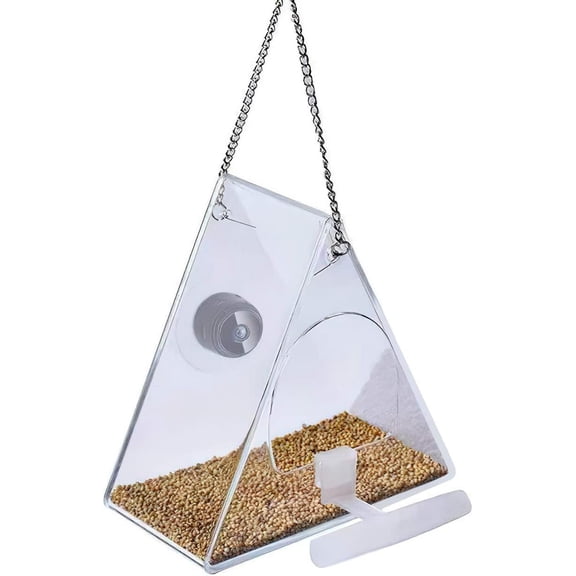 Smart Bird Feeder with Camera Window Bird Feeder with 1080P Night Version Camera, Hanging Wild Bird Feeder House for Outside Wild Birds for Birds Lover