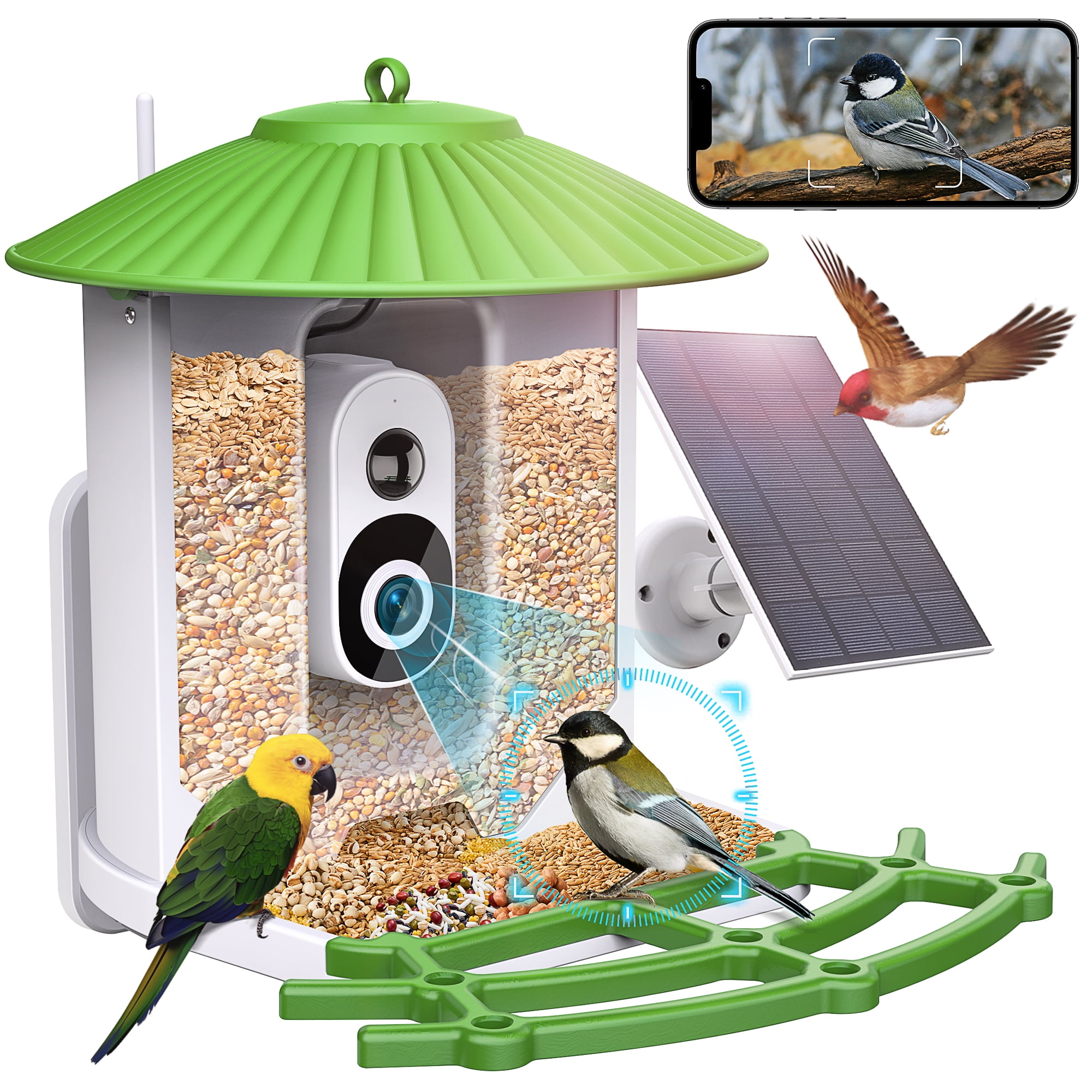 GPED Smart WiFi Bird Feeder with 2K HD Camera, AI Identify Bird Species ...