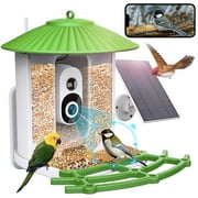 Smart Bird Feeder with Camera, Wireless Outdoor Bird Feeder W/ Solar Panel, 2k HD Wild Bird Camera, AI Identify Bird Species Auto Capture Bird Videos & Instant Notifications, Ideal Gift for Bird Lover