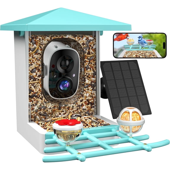 Smart Bird Feeder with Camera, AI Identify 16000+ Birds, 5W Solar, 170 View, Motion Detection Ideal Gift for Bird Lovers