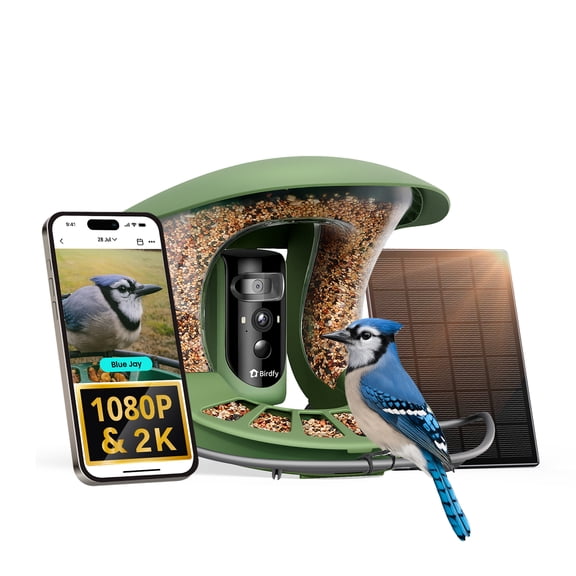 Birdfy Smart Bird Feeder with Camera, Dual-Lens, Solar-Powered, Auto-Capture Close-Ups & AI Identification with 99% Accuracy, Perfect Gift for Bird Lovers