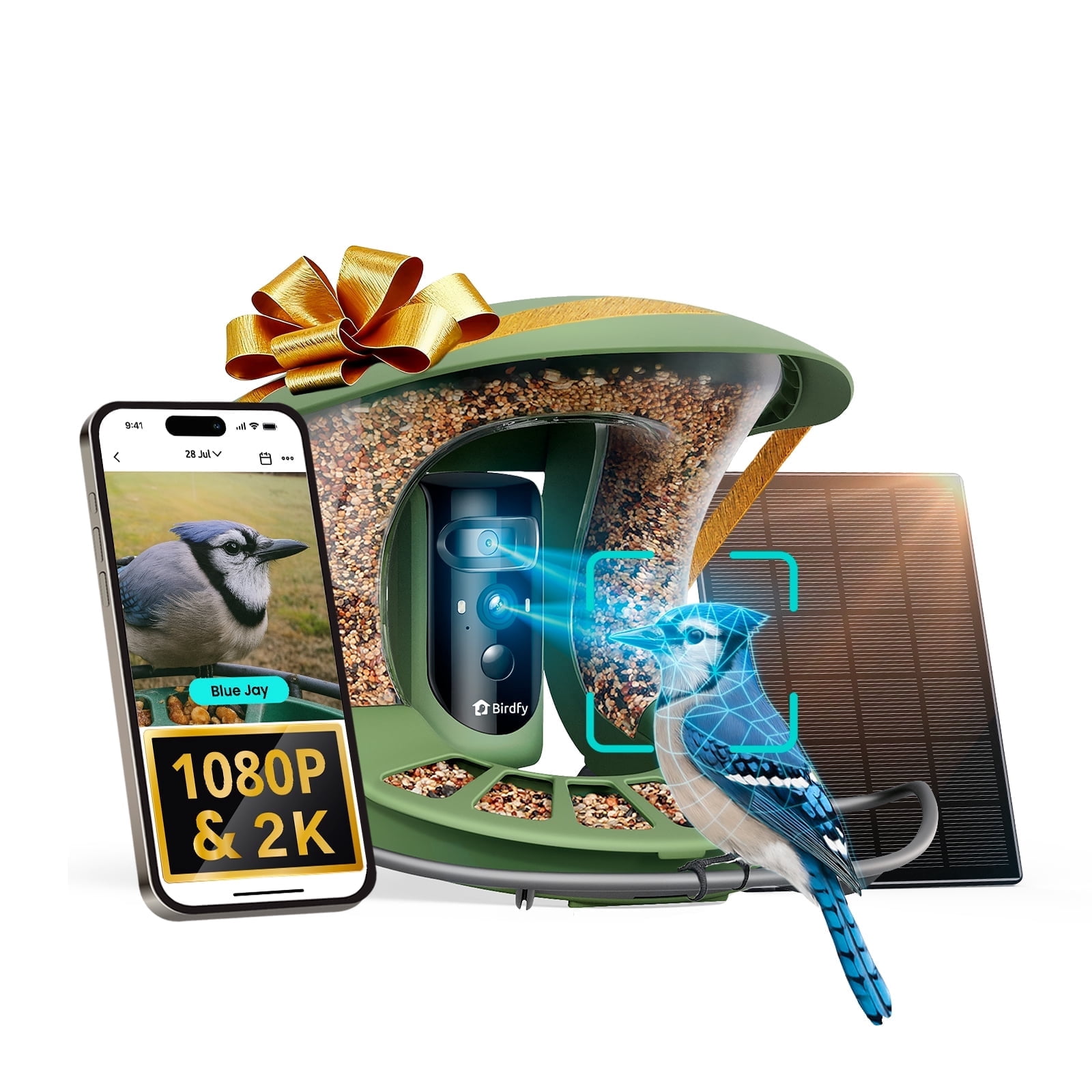 Birdfy Smart Bird Feeder with Camera, Dual-Lens, Solar-Powered, Auto-Capture Close-Ups & 99% Accurate AI Bird Identification, Lifetime Free, Perfect Gift for Bird Lovers