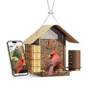 Birdfy Smart Bird Feeder with Camera, 1080P HD, 60FPS Video, AI Bird Identification, Night Vision, Cloud Storage, Suet Holder, Gift for Bird Lovers, Metal V