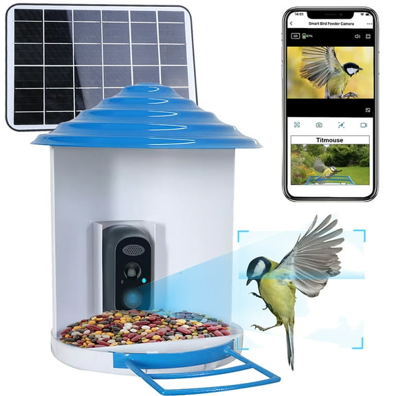 iMounTEK Smart Bird Feeder with Camera Wild Bird Watching Cam with Solar Panel, Auto Capture Bird Videos, Ideal Gift for Bird Lover