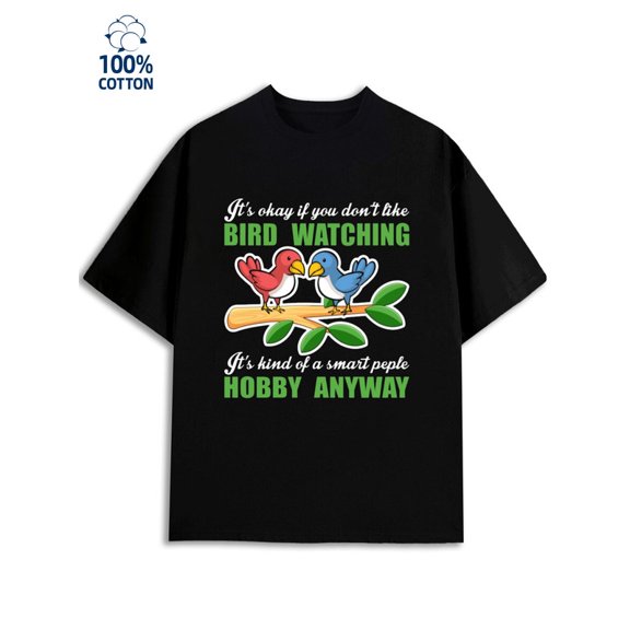 Smart Bird Watcher men's funny humor 180G 100% Cotton black funny humor vintage Vintage Unisex Shirt Graphic Tee tshirts Original Unisex Shirt Short Sleeve tshirts Funny Unisex Shirt Graphic tshirts