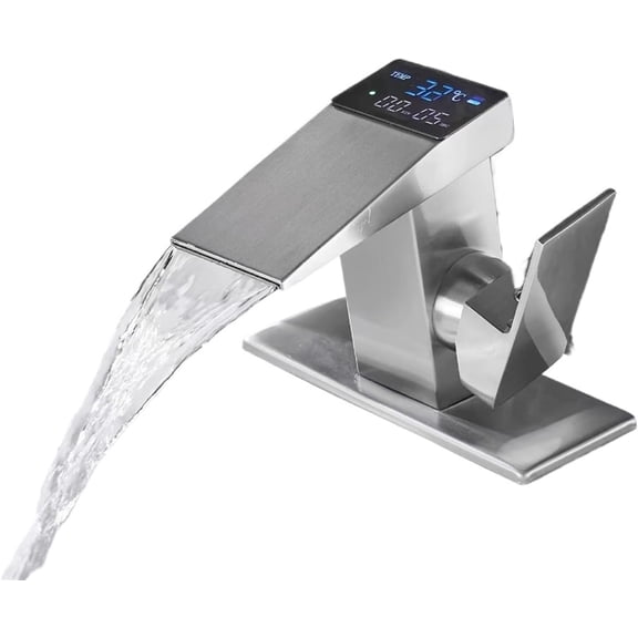 Smart Black Bathroom Basin Faucet Intelligent Digital Sink Faucet and Cold Water Mixer Taps with Display