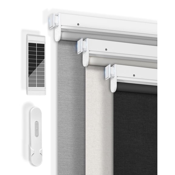 Smart Blackout Electric Window Blinds Crimp Basalt-black 34"W x 72"H