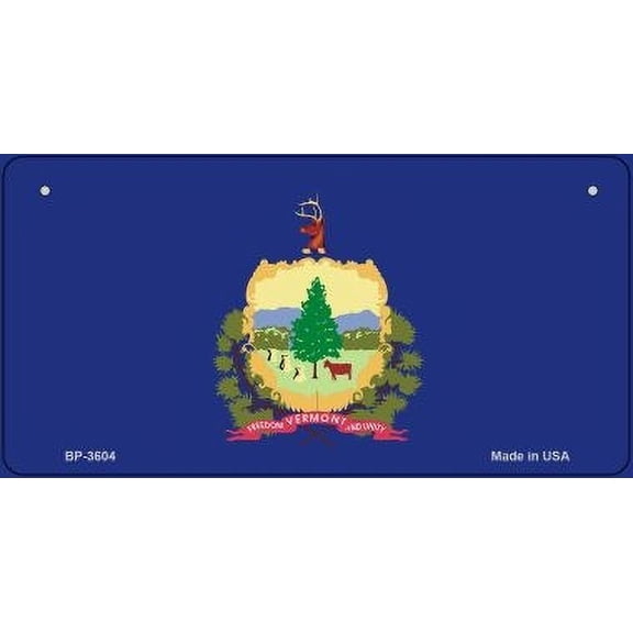 Smart Blonde BP-3604 3 x 6 in. Vermont Flag Novelty Metal Bicycle Plate